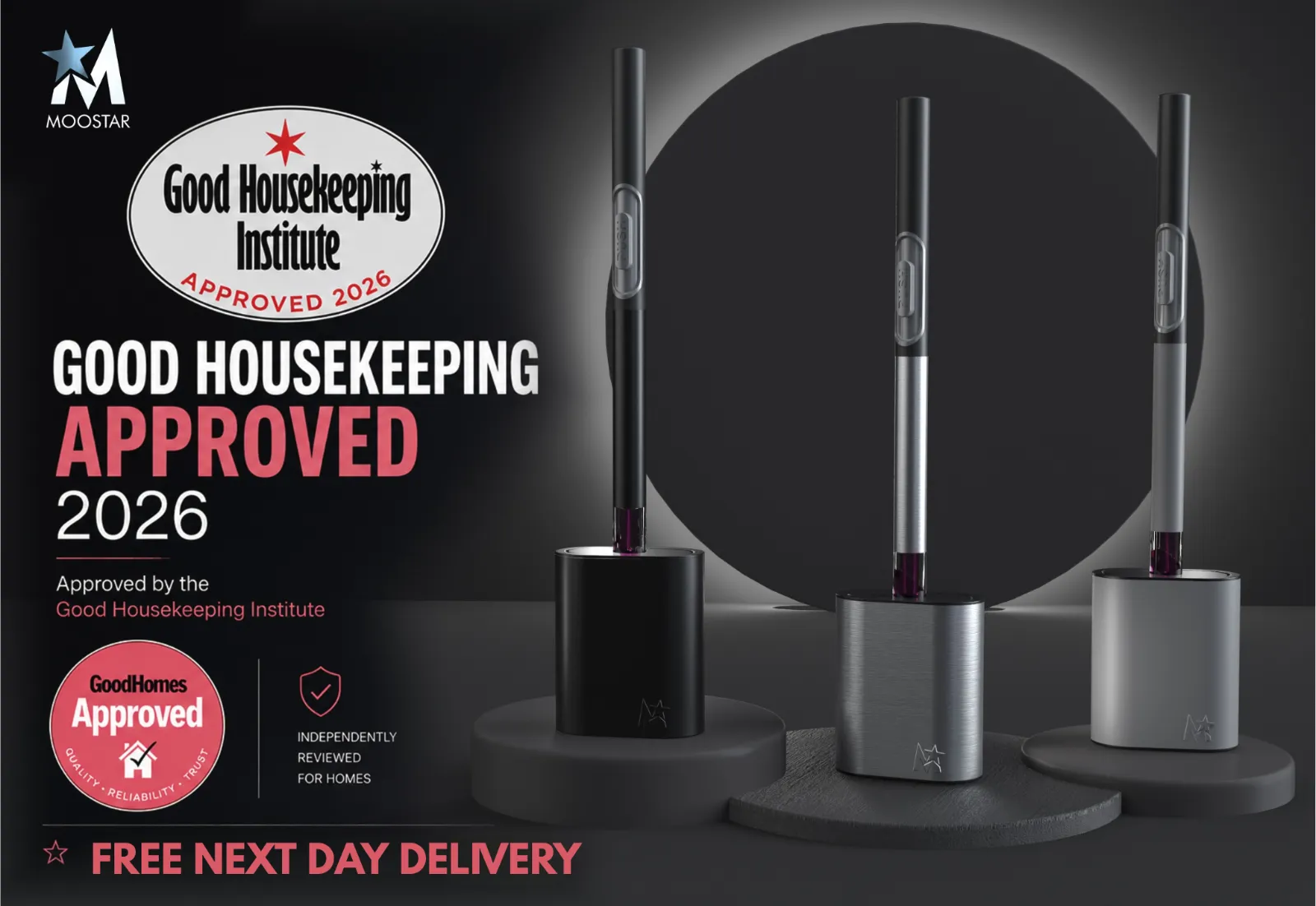 MOOSTAR Push Brush range with Good Housekeeping Institute Approved 2026 accreditation
